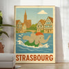 Illustration of a playful elephant swimming in blue water with green accents