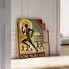 Grünes und schwarzes Rom Marathon Poster mit stilisiertem Läufer und Skyline