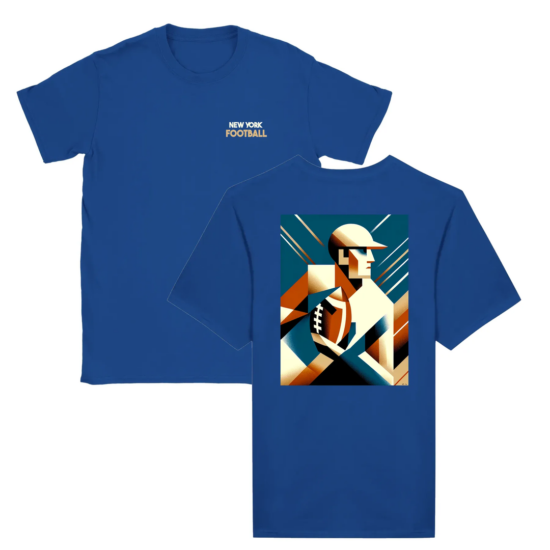 T-shirt featuring a graphic of an American football and player silhouette