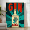 Stylized gin cocktail poster with orange and blue retro illustration