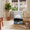Mount Fuji poster in serene minimalist gray and blue landscape artwork