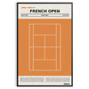 Minimalist black and white illustration of tennis at Roland Garros