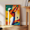 Vintage art deco illustration of golfers in Palm Springs, California