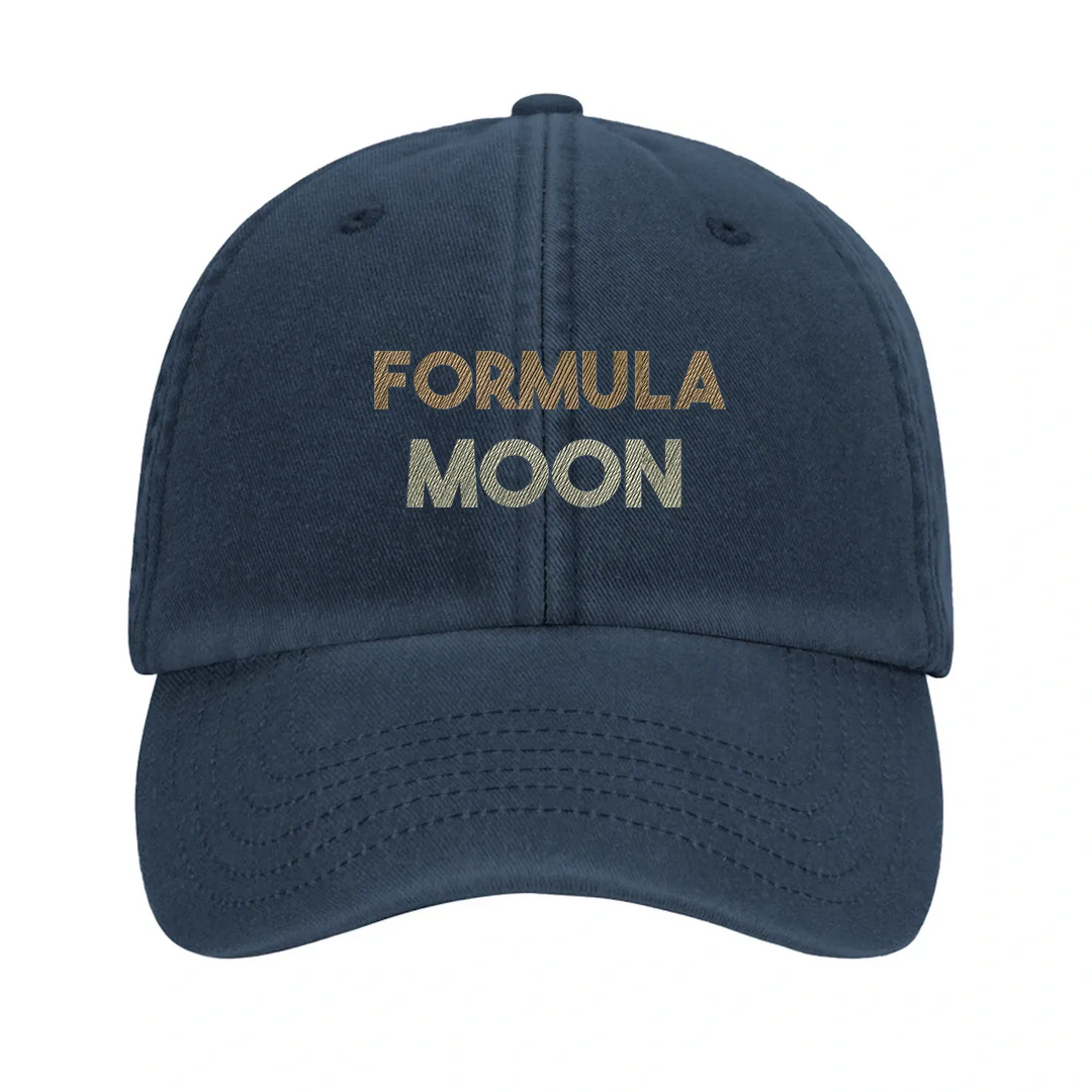 Cap featuring an embroidered Formula 1 Moon design in a vintage style