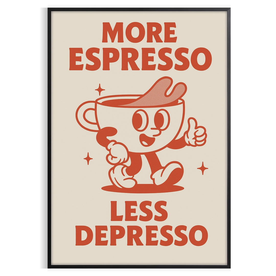 Gray and orange poster featuring modern typography with a coffee theme