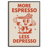 Gray and orange poster featuring modern typography with a coffee theme