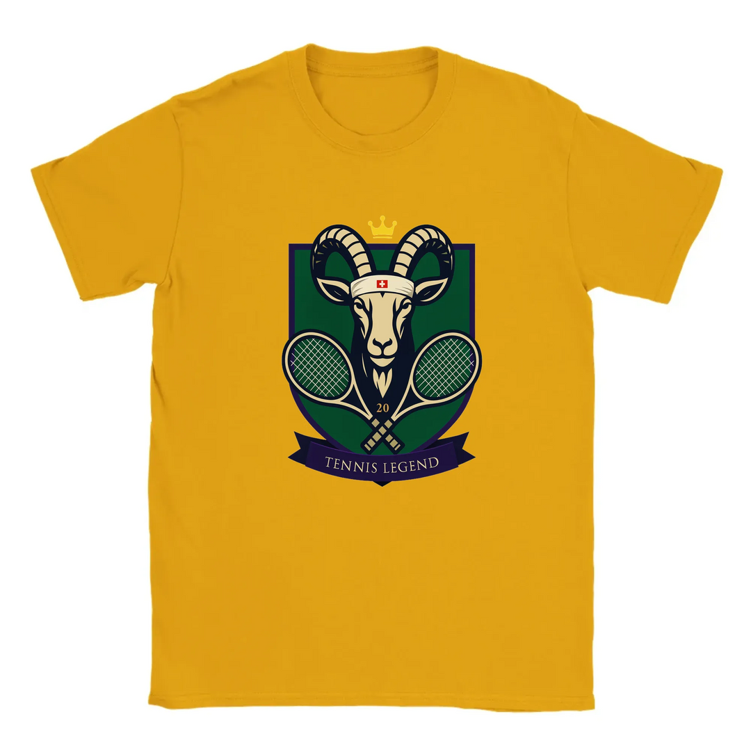 T-shirt featuring a graphic of Roger Federer playing tennis