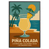 Pina Colada cocktail poster with gray and orange minimalist tropical illustration