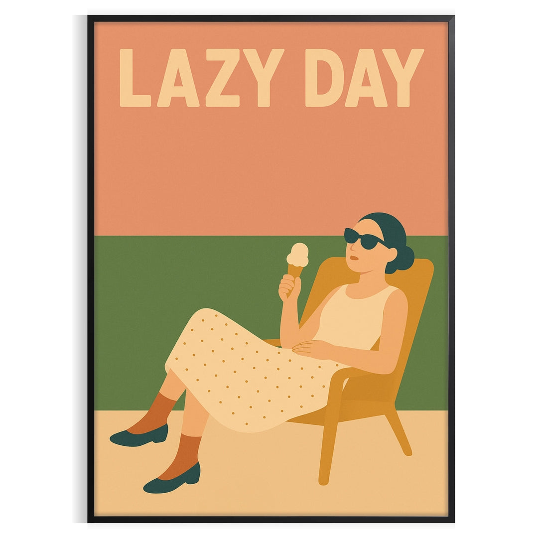 Abstract illustration of a lounging figure in orange and yellow tones