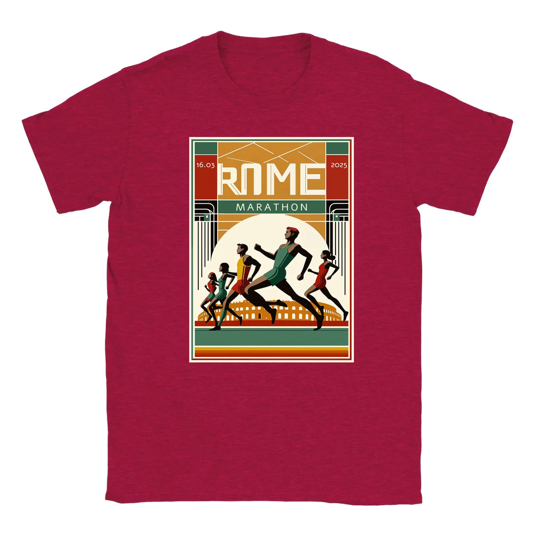 T-shirt featuring a graphic of the Rome Marathon 3 logo