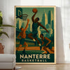 Nanterre basketball poster, vintage Art Deco style with bold graphic design