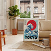 Tokyo Poster, moderne Neon-Skyline in kräftigen Blau- und Rottönen