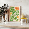 Green and gray boho botanical poster with vintage plant illustration