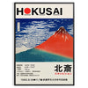 Gravura de Monte Fuji com ondas azuis e céu laranja