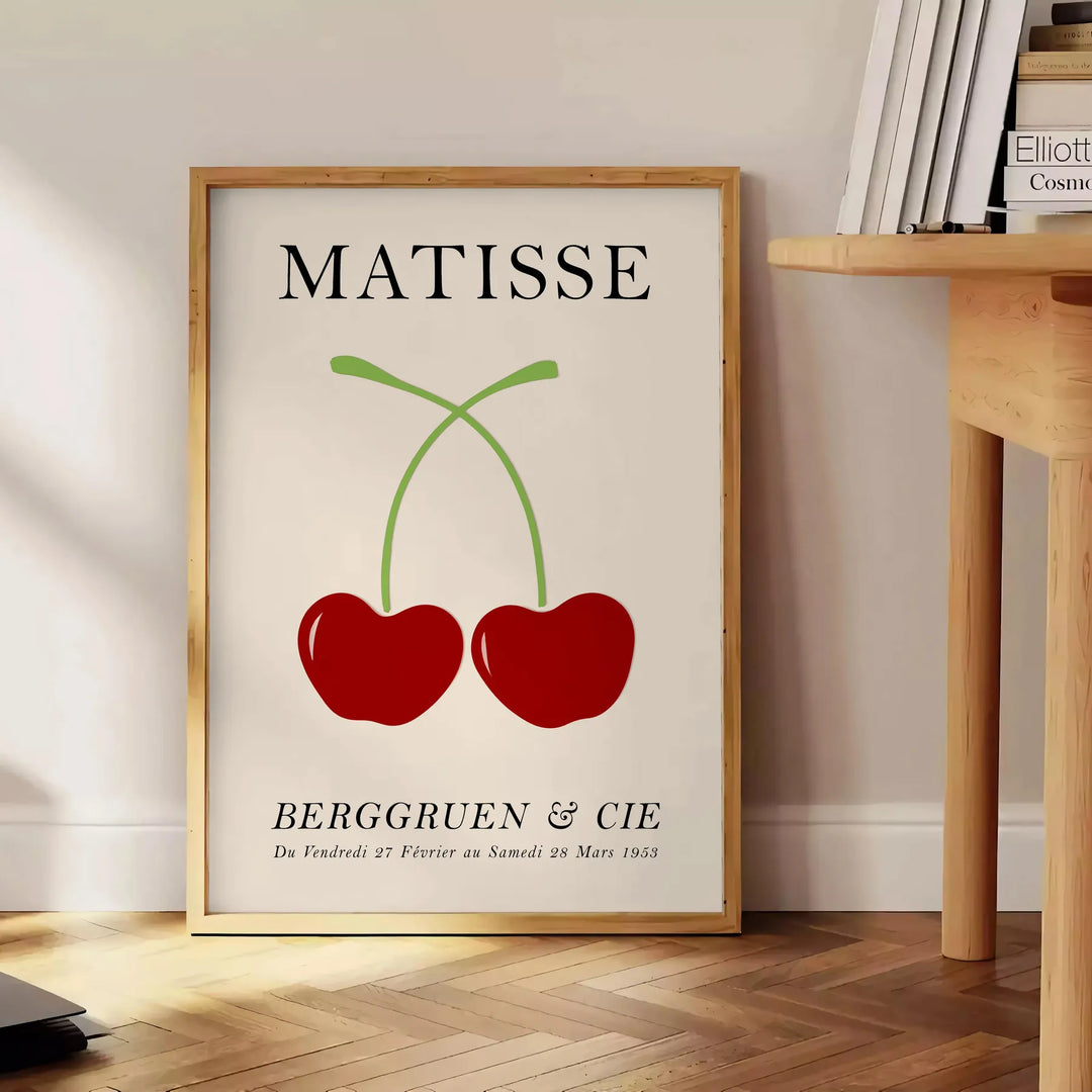 Orange and red Matisse papier découpés cherries poster, modern art print