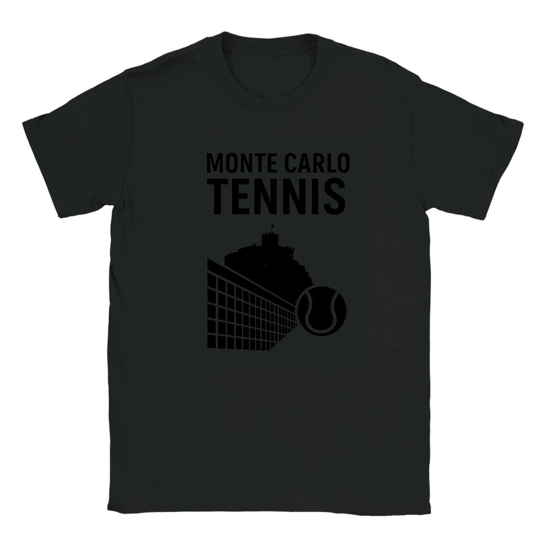 T-shirt featuring a graphic of a tennis player in action at Monte Carlo