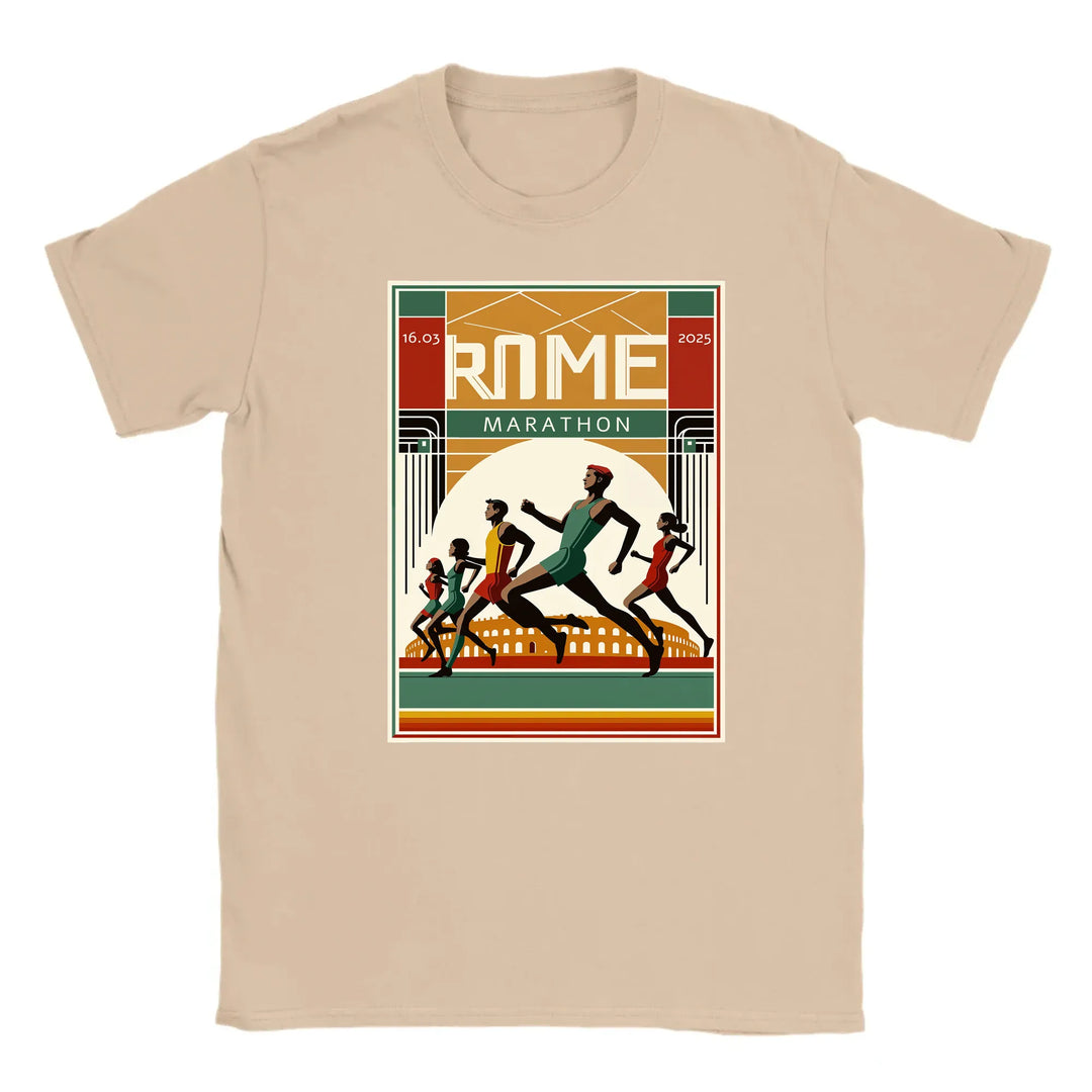 T-shirt featuring a graphic of the Rome Marathon 3 logo