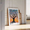 Orange and green cherry tree poster by Yayoi Kusama, bold pattern