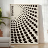 Bauhaus black circle abstract poster with gray and orange accents