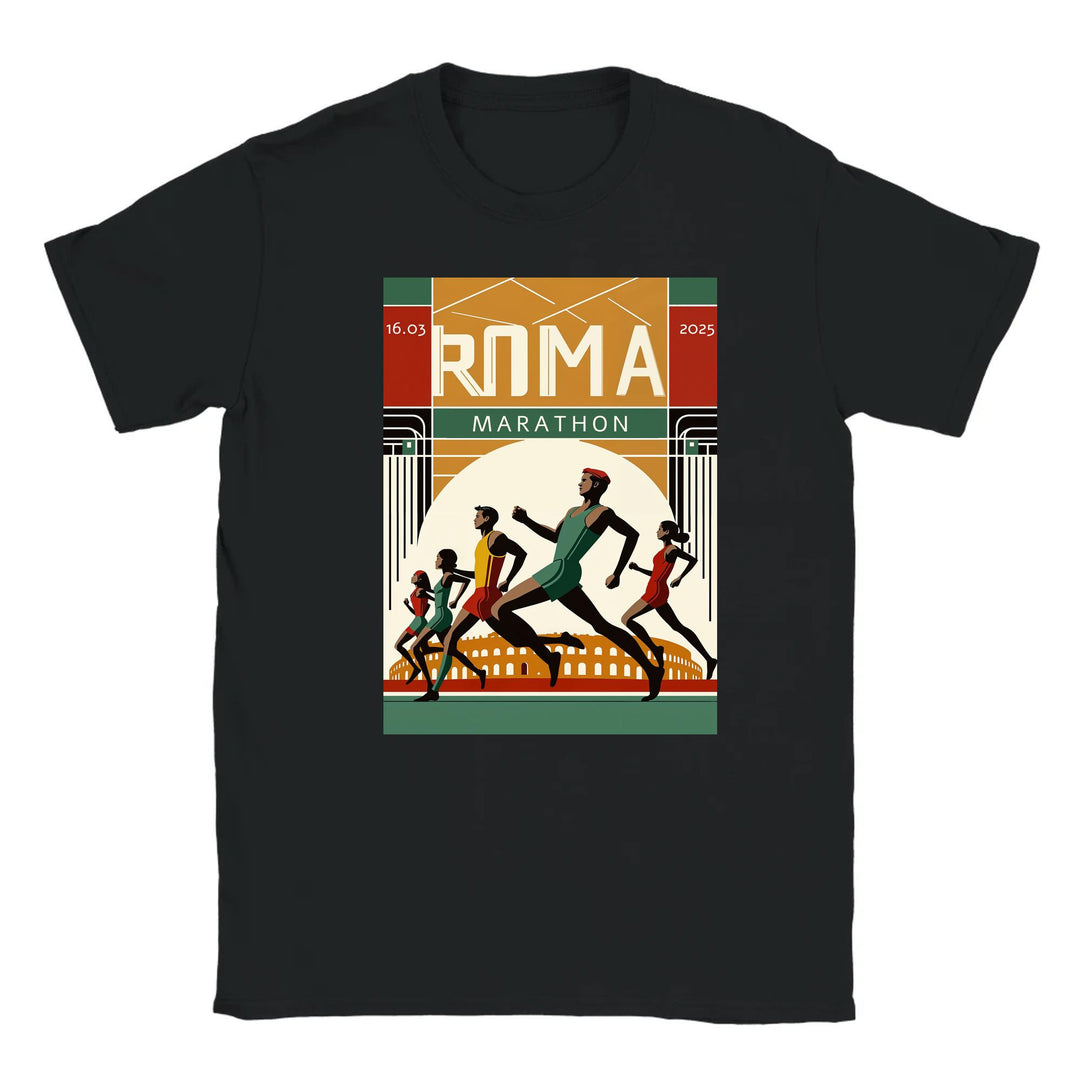 T-shirt featuring a graphic of the Rome Marathon 6 logo