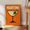 Czarny i pomarańczowy plakat martini, minimalistyczna grafika koktajlu na ścianę