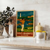 Minimalist poster of a Golf Biarritz scene in yellow and gray