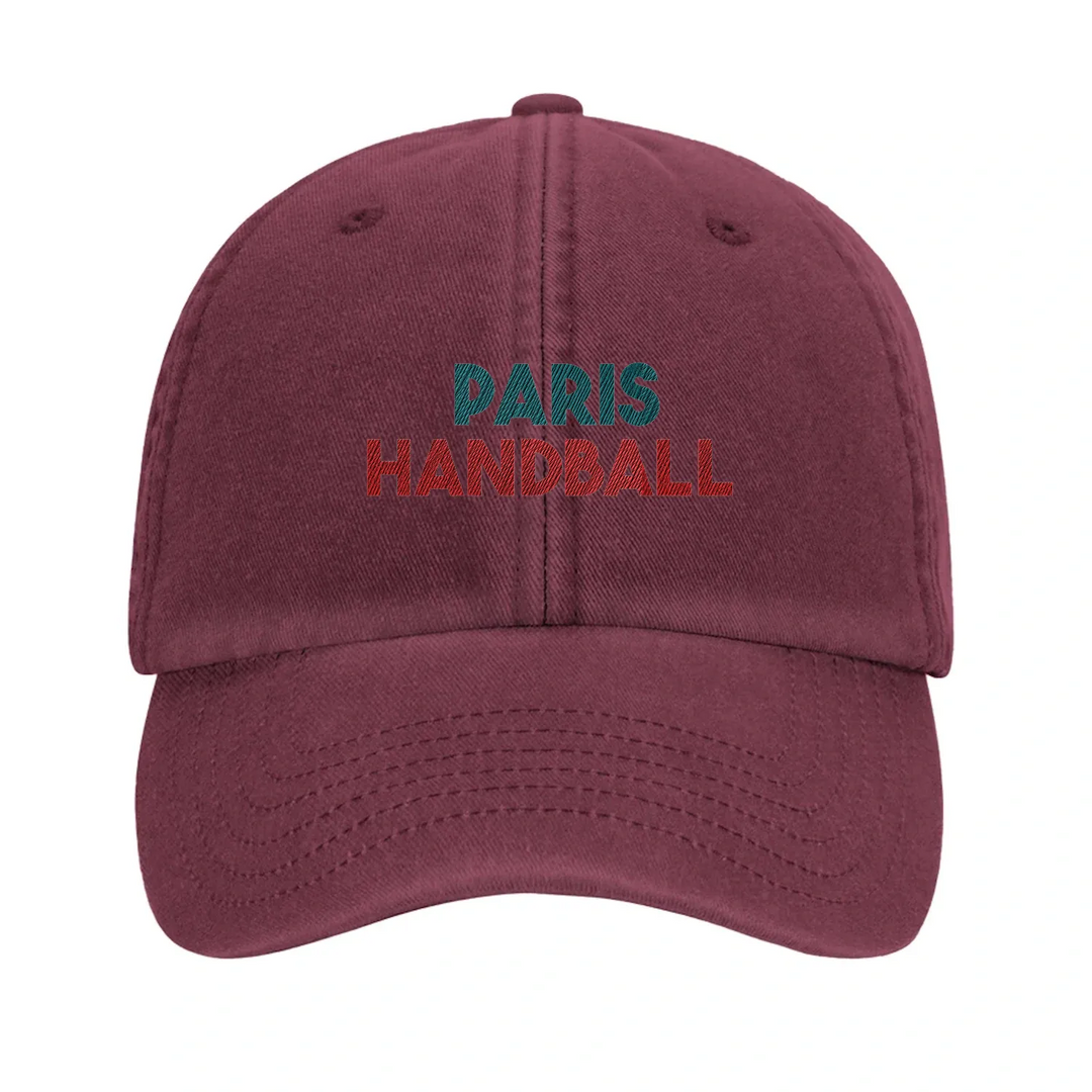 Embroidered cap featuring a vintage Paris Handball logo design