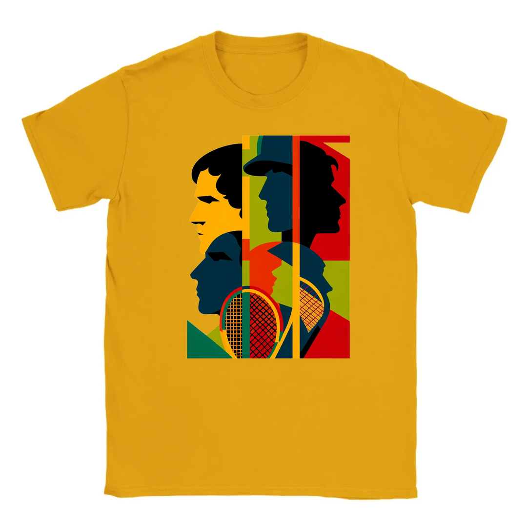 T-shirt featuring a graphic of a tennis tournament scene