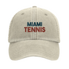 Embroidered cap featuring a vintage Miami tennis design