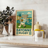 Poster showing a child elephant in vintage art deco rugby illustration