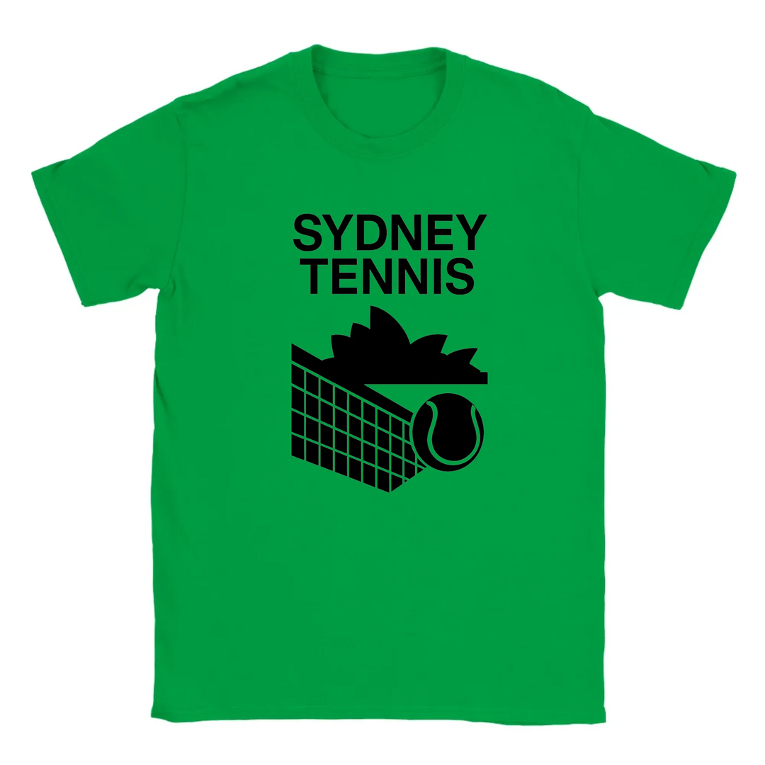 T-shirt featuring a graphic of tennis players in Sydney