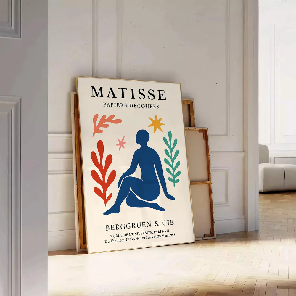 Abstract composition of cut-out shapes in white and orange by Matisse