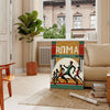 Poster featuring bold graphic Rome marathon design in white and red.