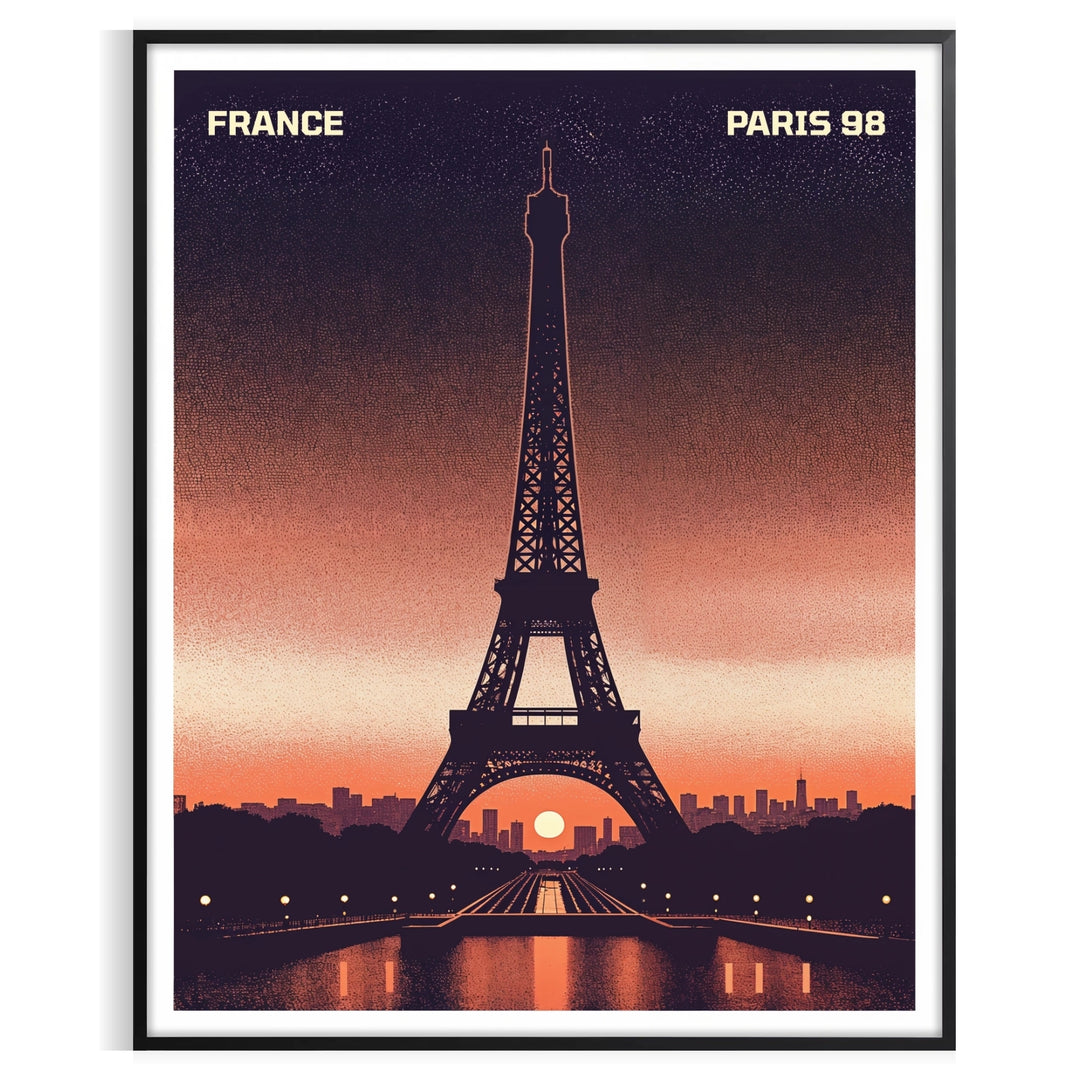Poster of Paris minimalist illustration in green and gray tones