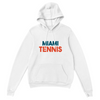 Hoodie featuring a graphic of Miami tennis courts with palm trees