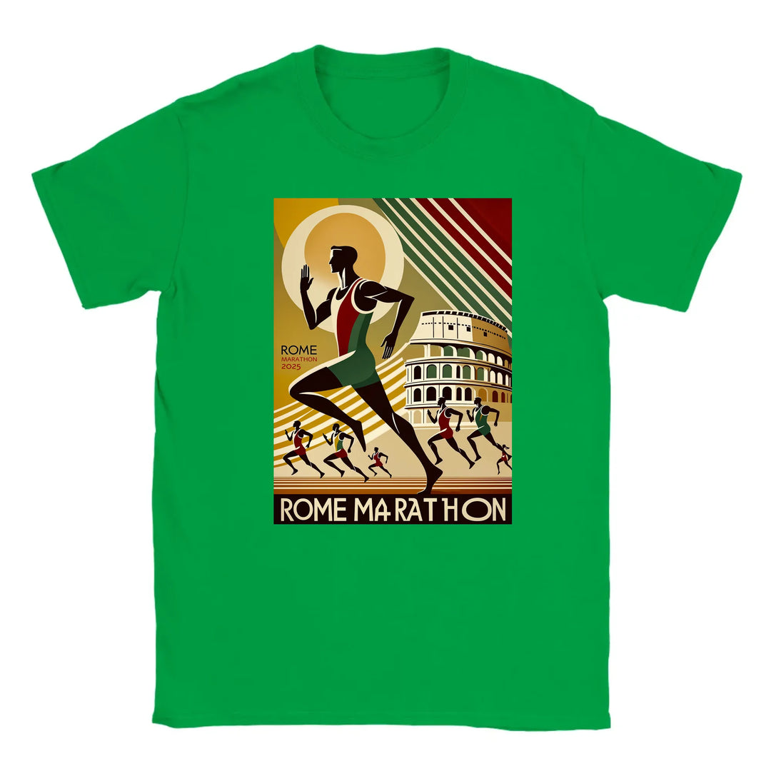 T-shirt featuring a graphic design inspired by the Rome Marathon