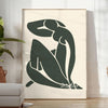 Abstract figure in blue tones with gray and white accents by Matisse