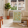 Botanical illustration in intricate patterns, featuring muted greens and browns
