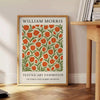 Gray and orange floral pattern in the style of William Morris