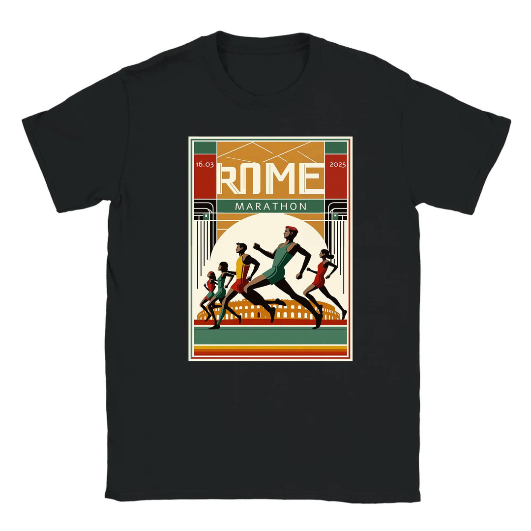 T-shirt featuring a graphic of the Rome Marathon 3 logo