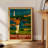 Minimalist poster of a Golf Biarritz scene in yellow and gray