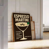 Minimalist illustration of an Espresso Martini cocktail in black and gray