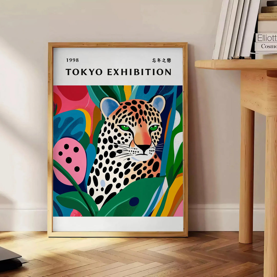 Portrait of a woman by Yayoi Kusama with green and orange polka dots