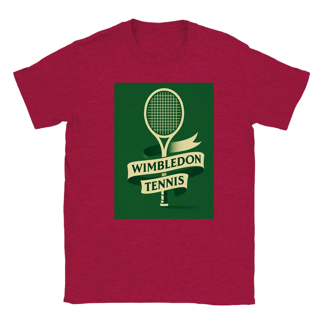 T-shirt featuring a graphic of a tennis racket and Wimbledon logo