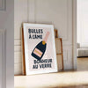 Elegant champagne bottle and glass kitchen poster in green and black