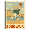 Playful kids handball elephant illustration poster in bordeaux, gray and green