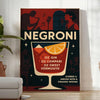 Poster of a minimalist Negroni cocktail illustration in black and gray.
