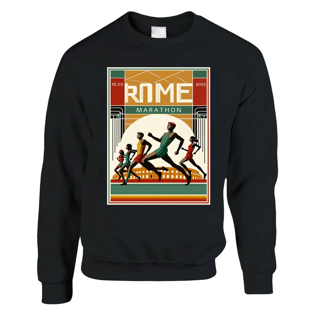 Crewneck sweater featuring a graphic of the Rome Marathon logo