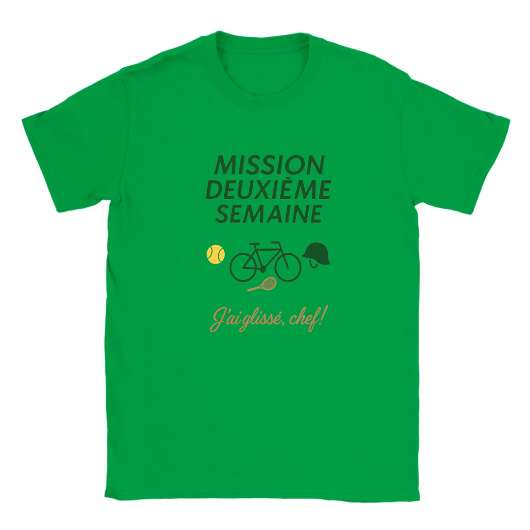 Koszulka z grafiką związaną z tenisem i frazą 'Mission 2Eme Semaine'