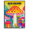 Blue and red mushroom illustration in Japanese-style poster, contemporary print